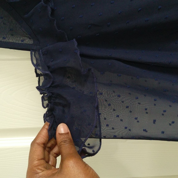 Love,fire Women cold shoulder Navy Blue Classic boho Country Flowy dress size L - Picture 5 of 14